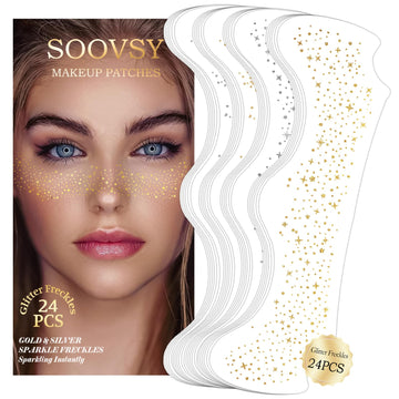SOOVSY destellos dorados en parche facial para un brillo duradero.
