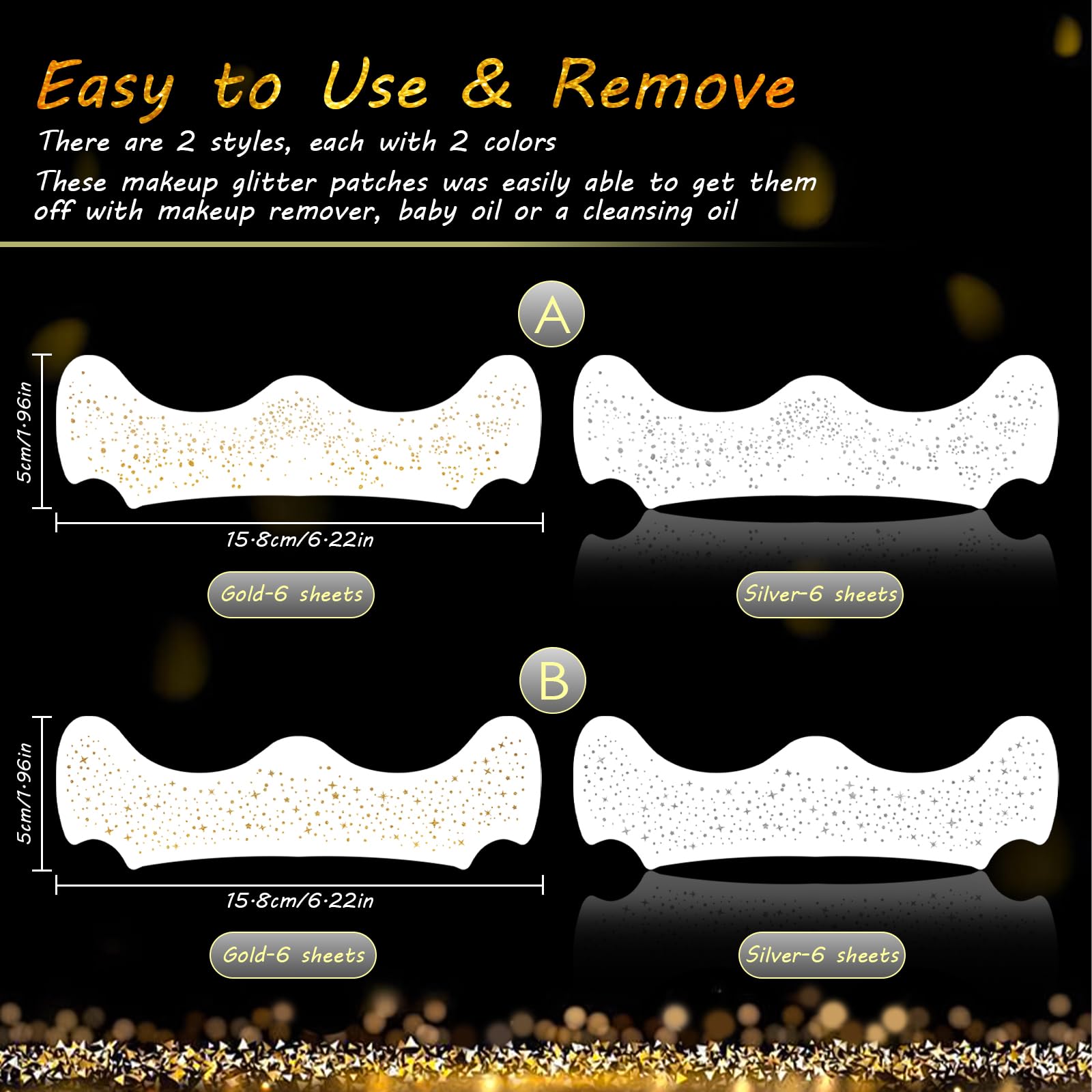 SOOVSY parches dorados con formas para realzar rasgos de forma suave.