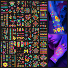 SOOVSY tatuajes fluorescentes para fiestas, brillan en la oscuridad.