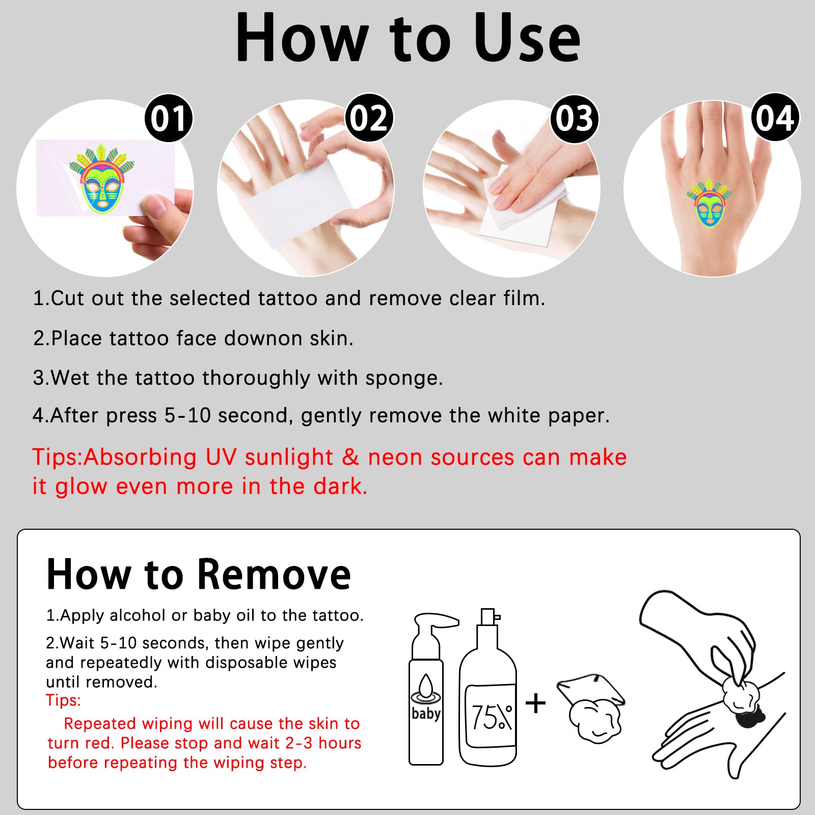 SOOVSY tatuajes fáciles de quitar con agua y jabón.