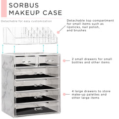 Sorbus diseño Marble acrílico permite acceso rápido a cosméticos.