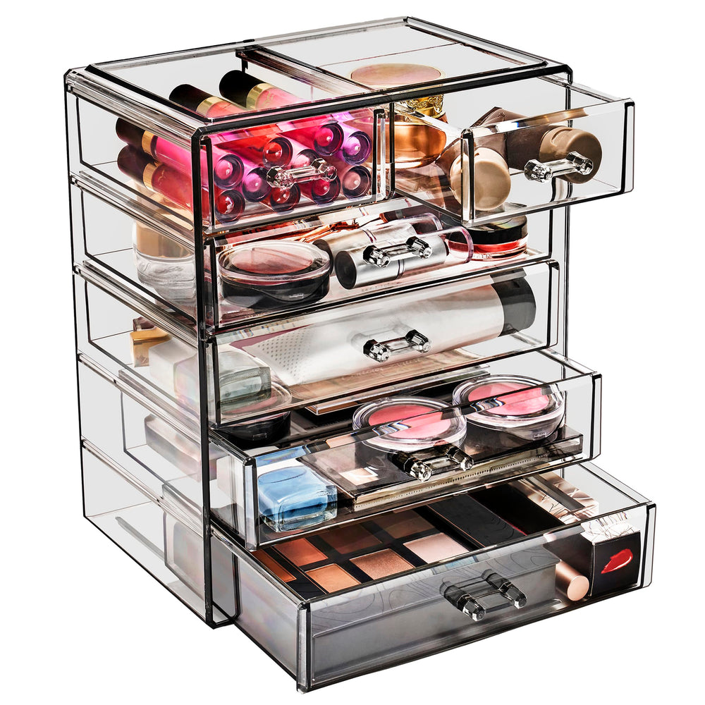 Sorbus organizador acrílico deluxe, diseño transparente facilita localizar cosméticos