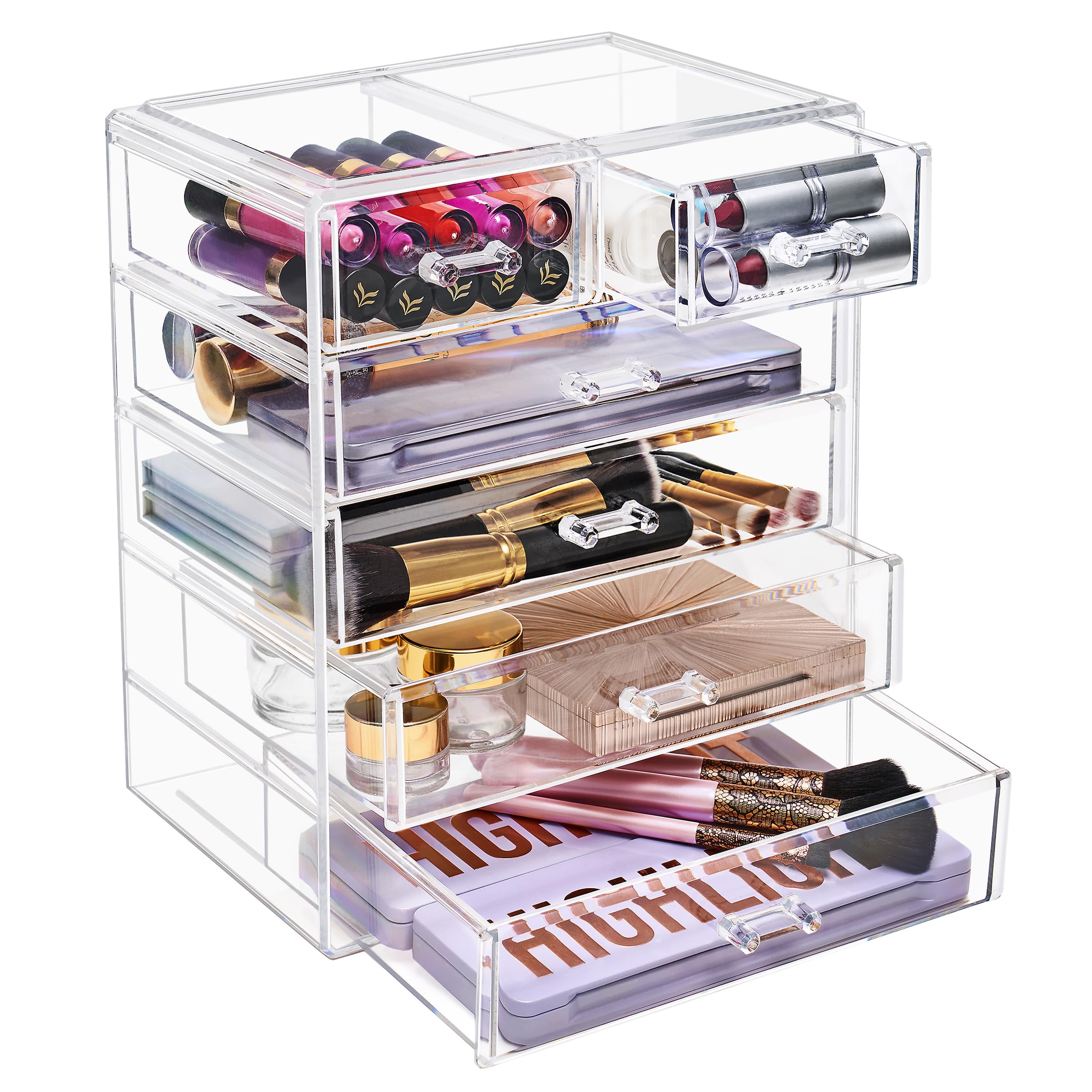 Sorbus organizador acrílico, diseño cristal transparente para ver productos.