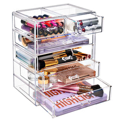 Sorbus organizador acrílico para maquillaje con 6 cajones, fácil acceso y organización.