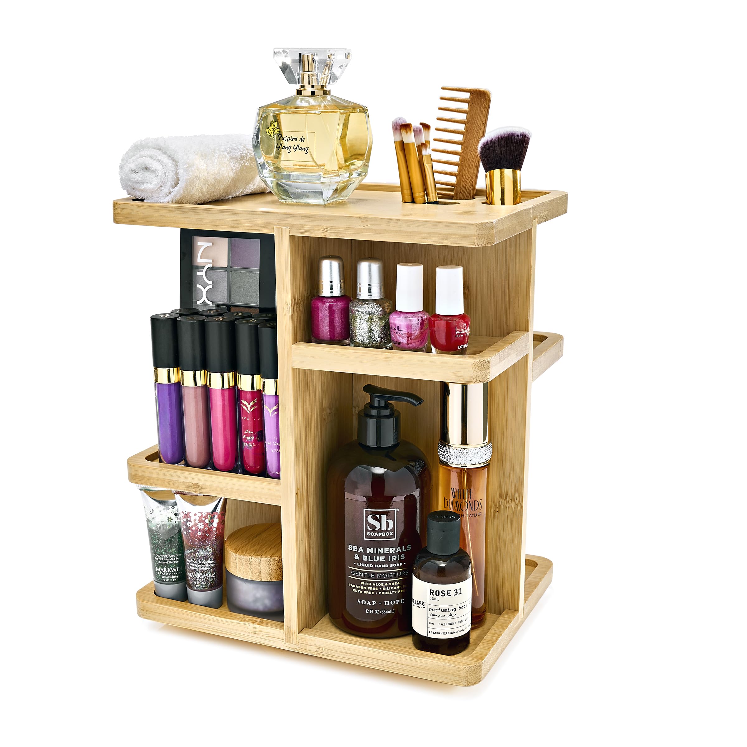 Sorbus organizador-maquillaje-360-bambu, organización diaria eficiente