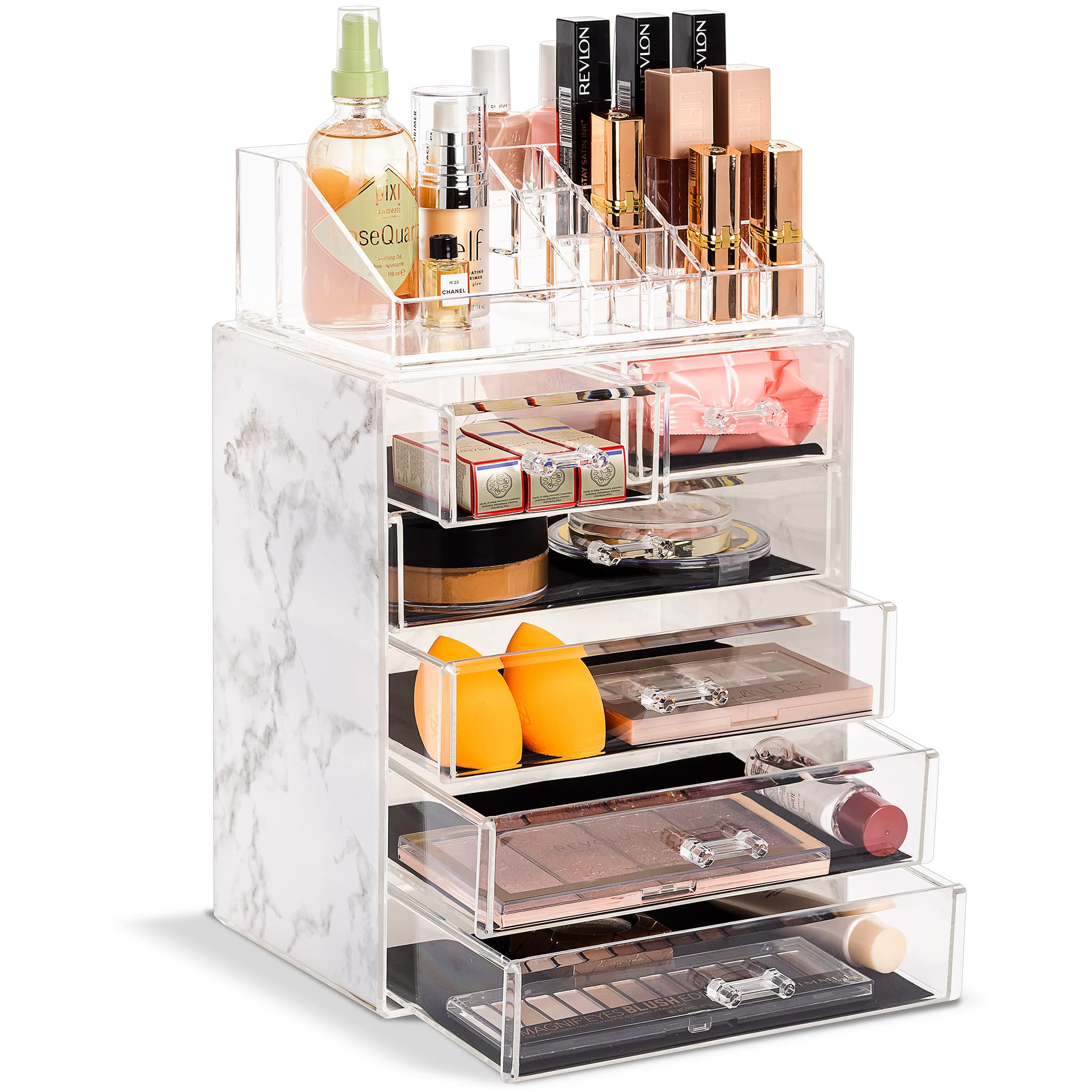 Sorbus organizador acrílico de maquillaje con 6 cajones, fácil ver todo.
