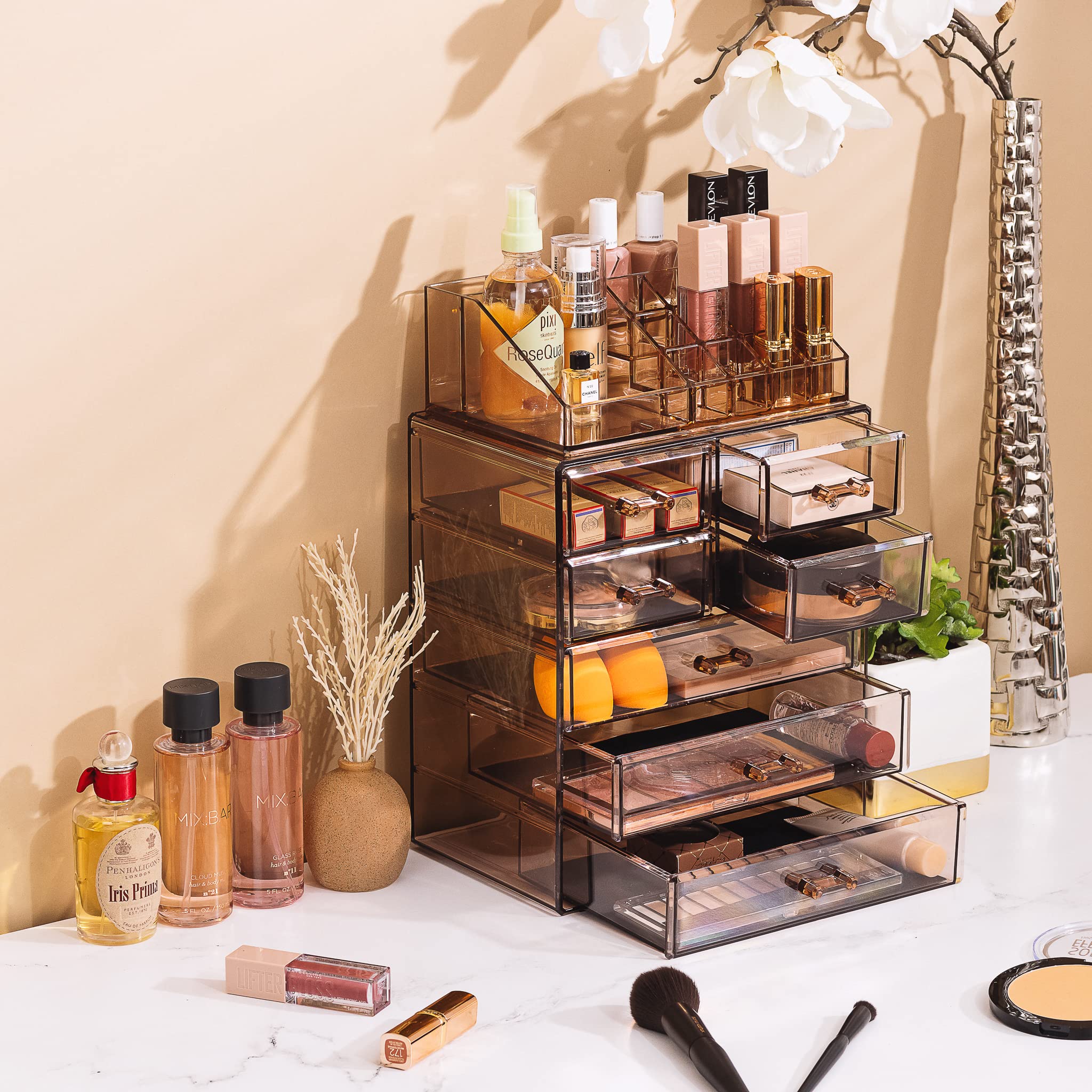 Sorbus organizador acrílico, sección para joyas, mantén aretes y collares a mano.