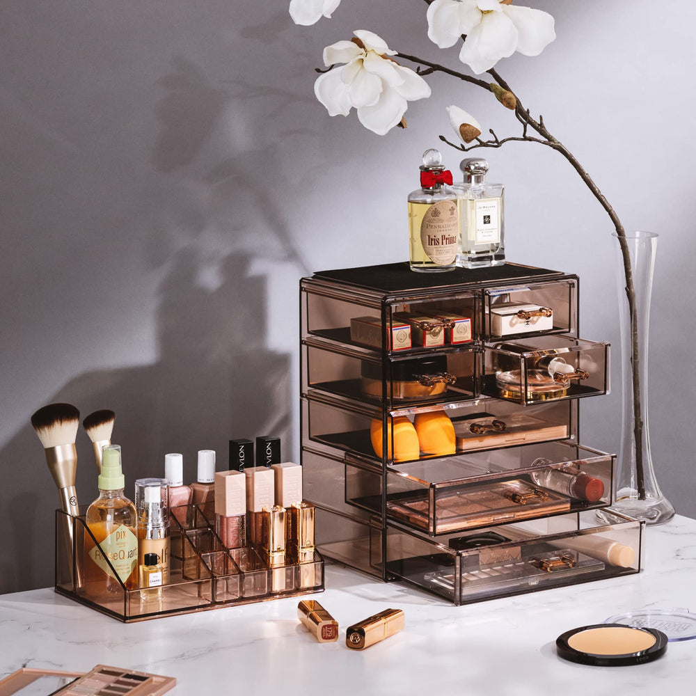 Sorbus organizador acrílico, divisiones para labiales, fácil visualización de tonos.