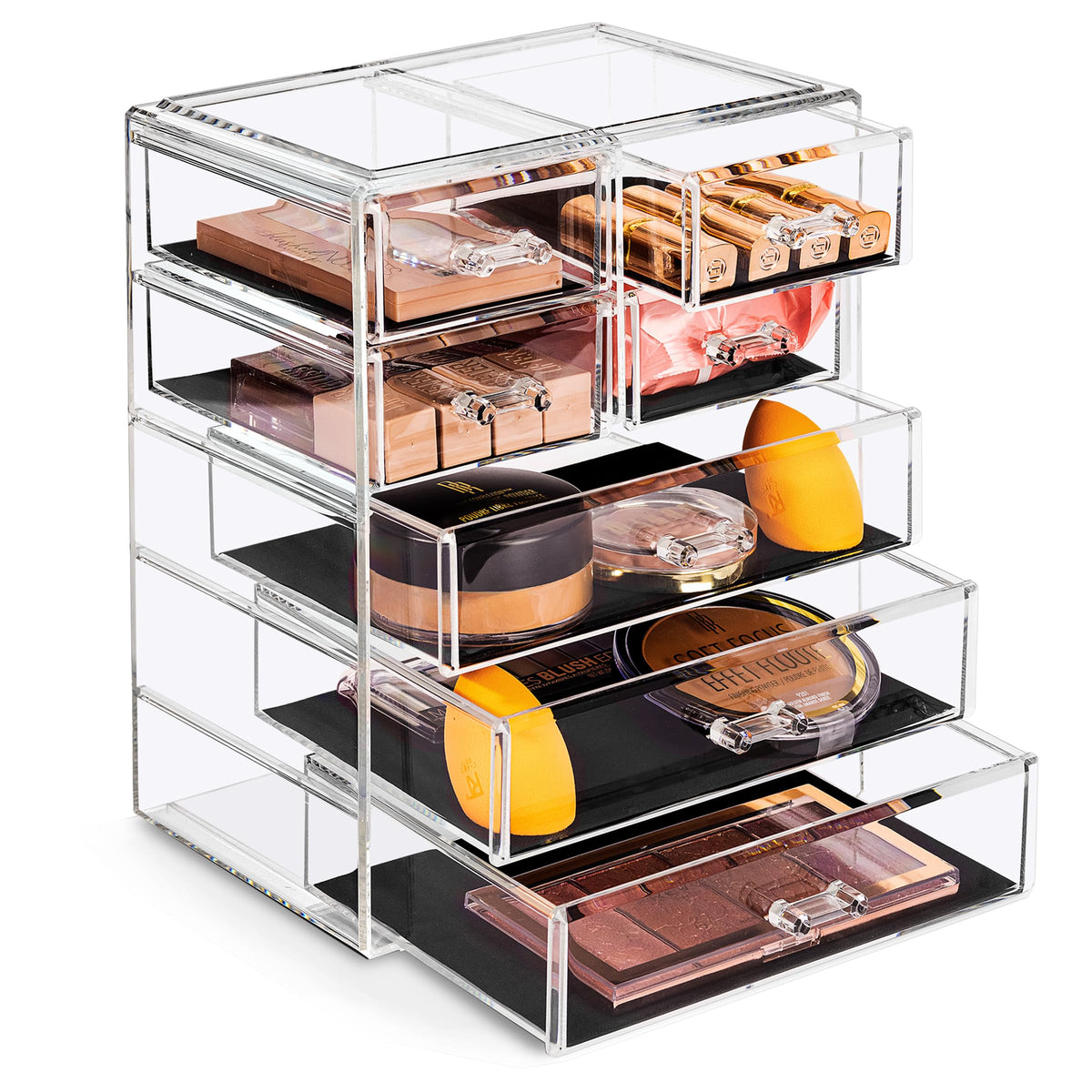 Sorbus organizador maquillaje acrílico 7 cajones: vista general para localizar cosméticos rápidamente