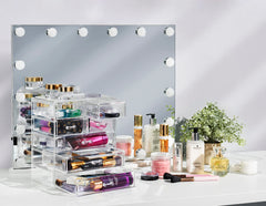 Sorbus organizador maquillaje acrílico, cajones amplios y estrechos para diferentes productos