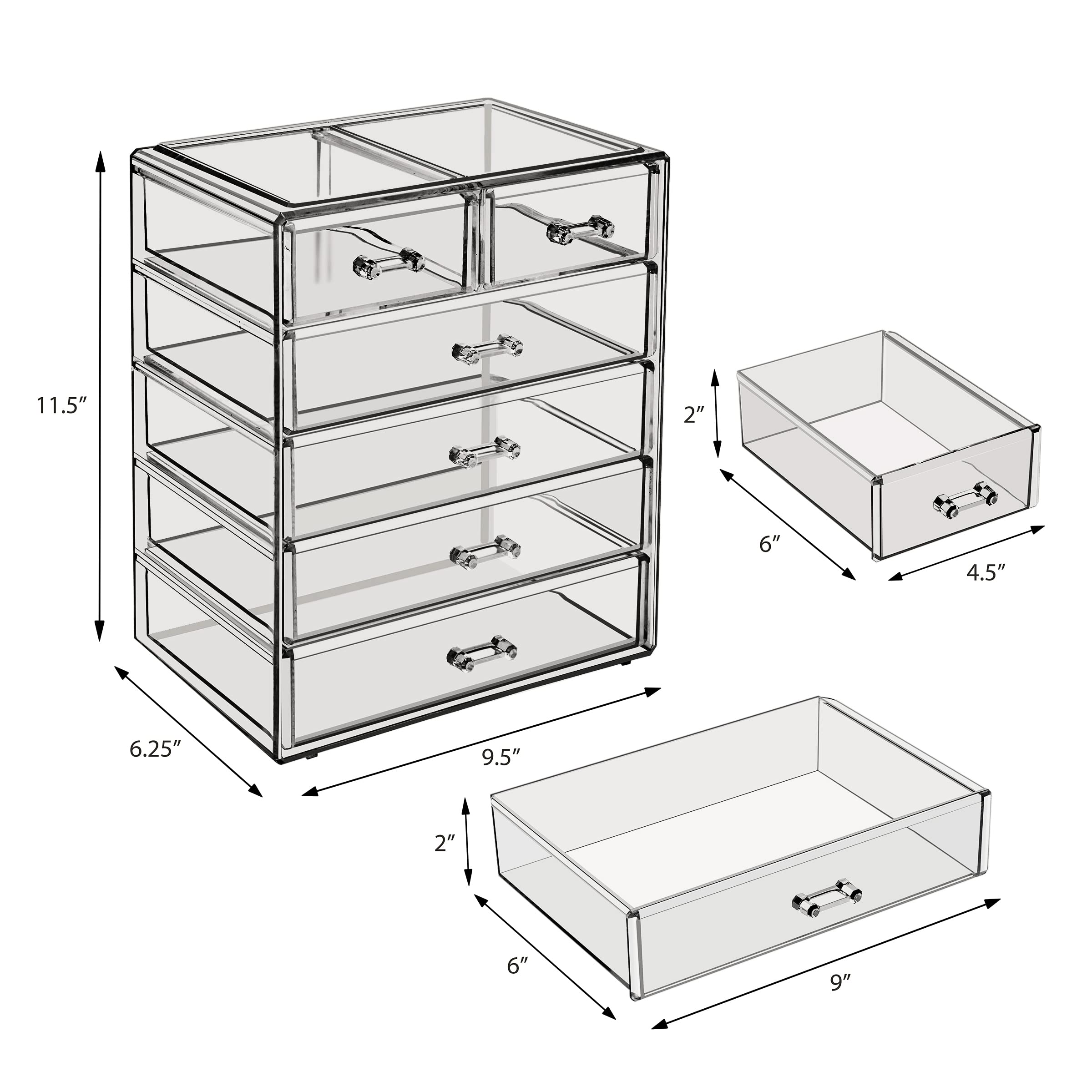 Sorbus organizador maquillaje acrílico cajones grandes, ordena bases y paletas