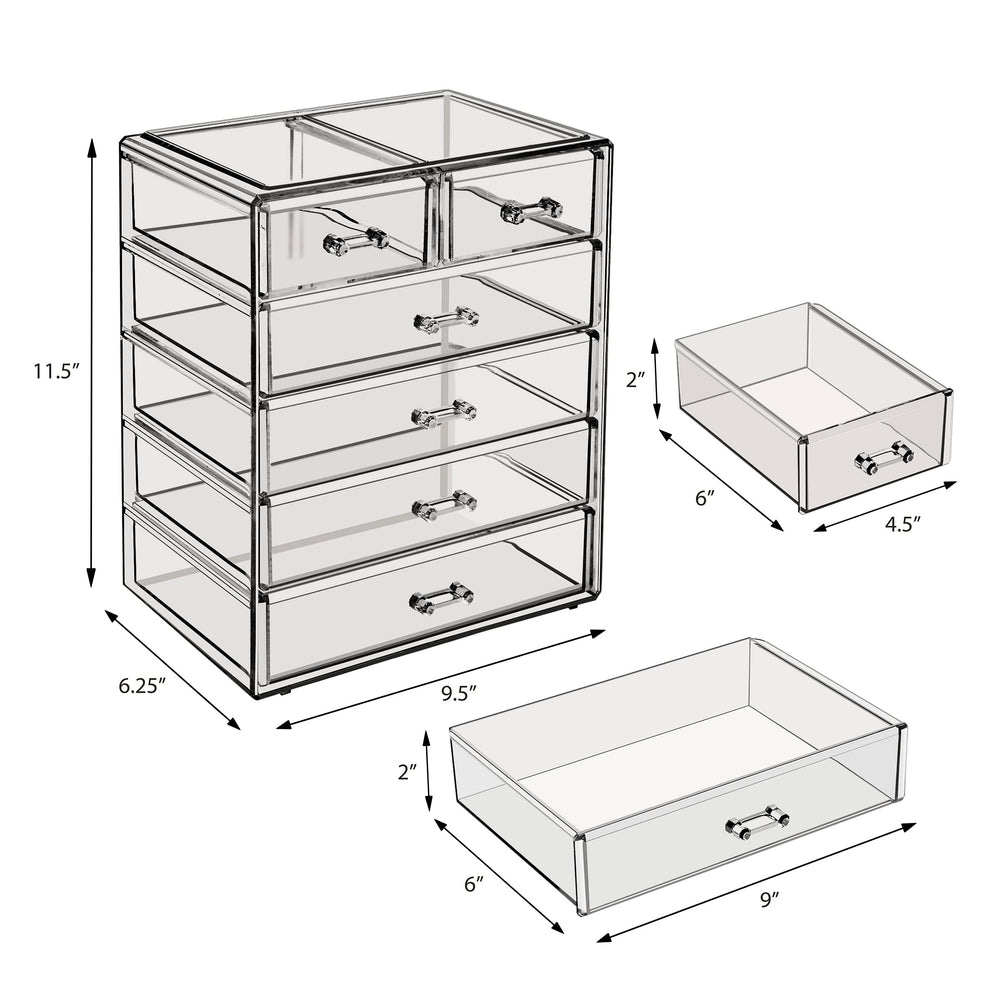 Sorbus organizador maquillaje acrílico cajones grandes, ordena bases y paletas
