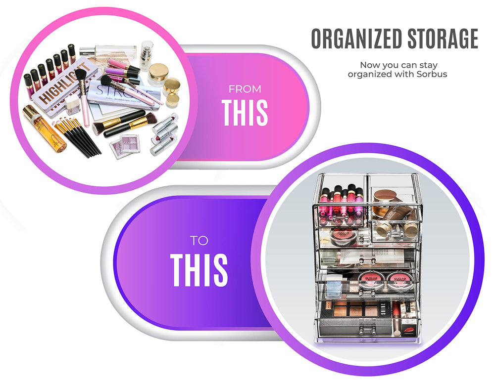 Sorbus organizador maquillaje acrílico cajones pequeños, ideal para labiales y brochas