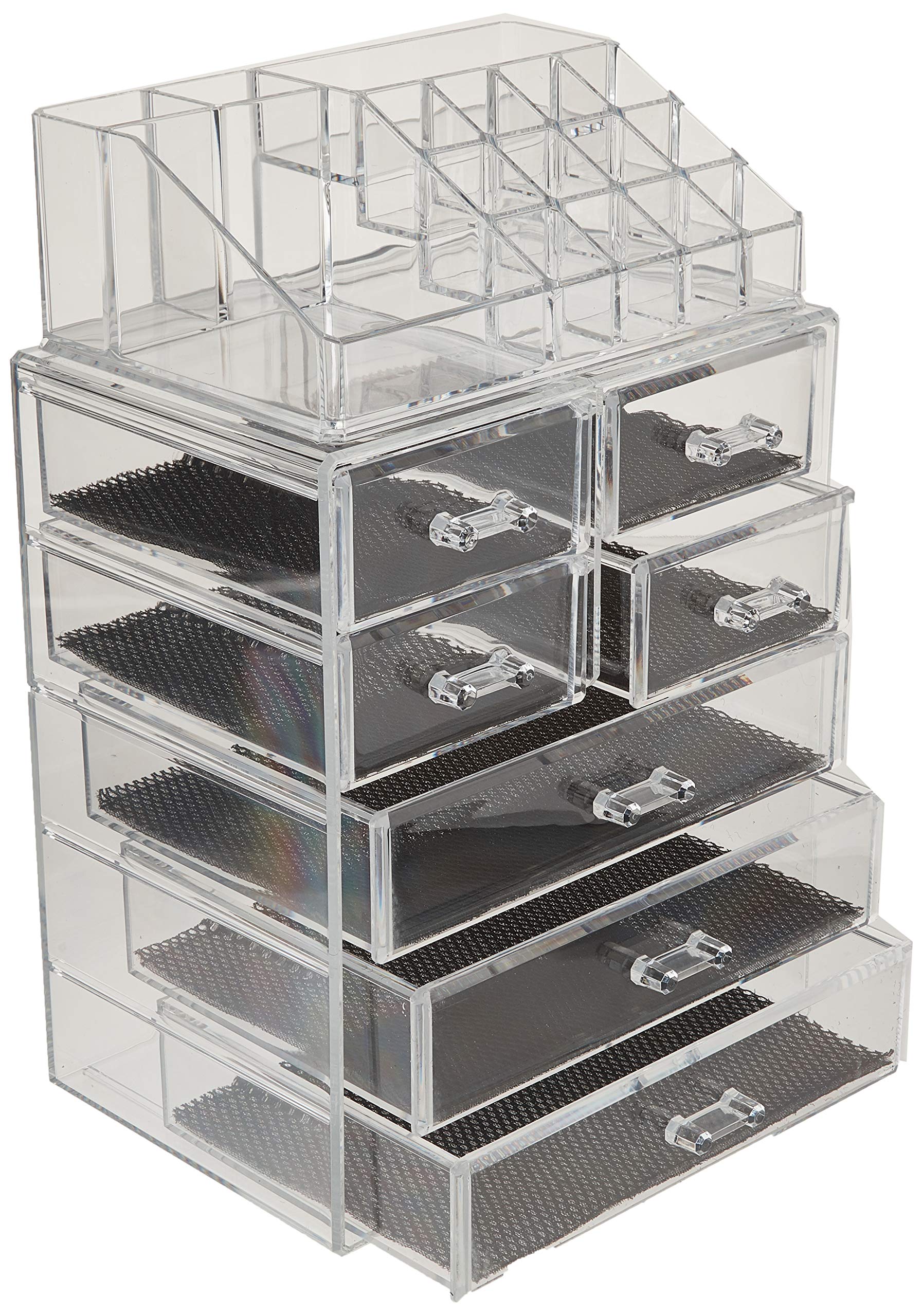 Sorbus organizador acrílico, compartimento superior para brochas y joyería