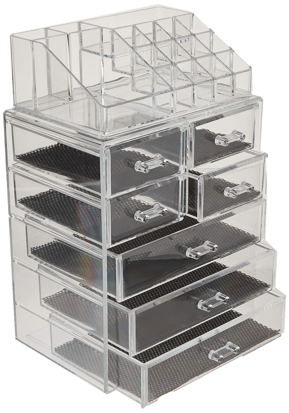 Sorbus organizador acrílico, compartimento superior para brochas y joyería