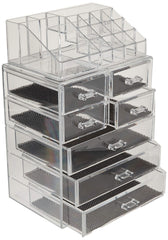 Sorbus organizador acrílico, compartimento superior para brochas y joyería