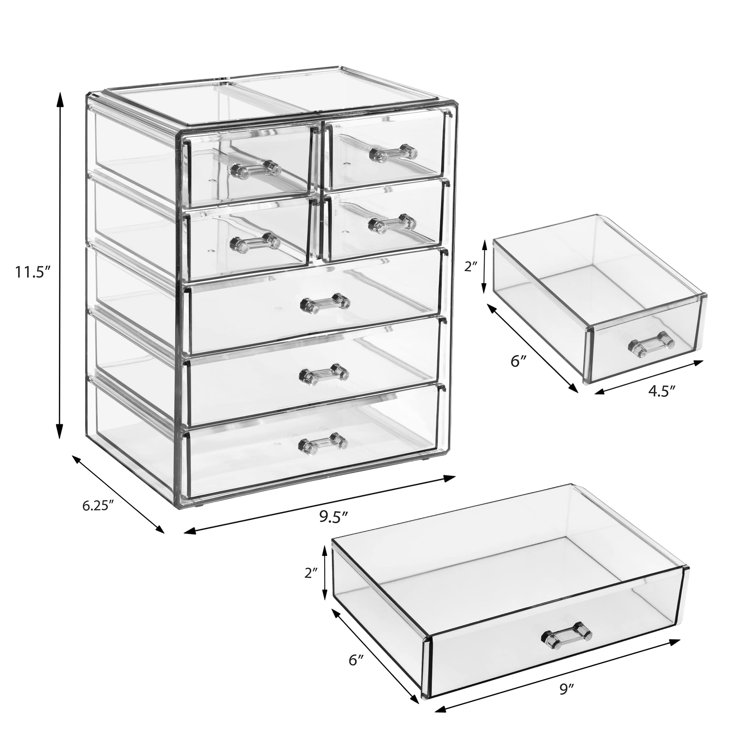 Sorbus organizador maquillaje acrílico, diseño transparente que facilita ver el contenido