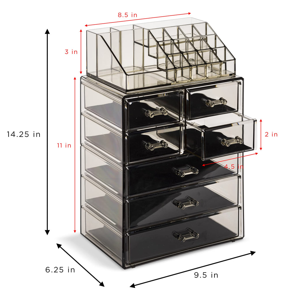 Sorbus tapa superior con secciones para brochas y maquillaje, acceso rápido