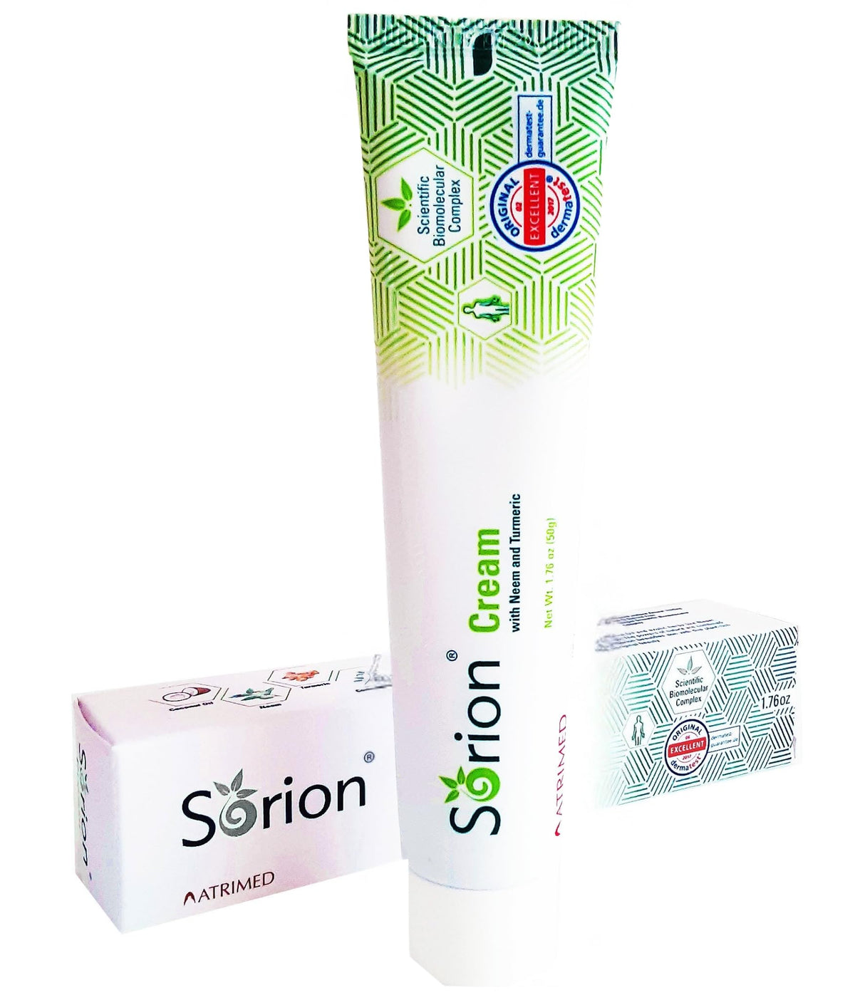 Sorion Crème hydratante dans une bouteille, soulage la peau sèche et irritée.