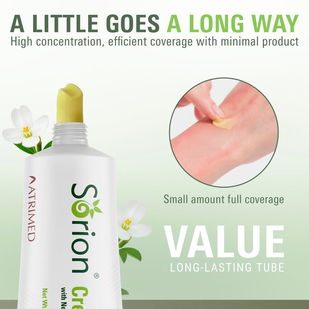 Sorion Crème – texture riche: application généreuse sans laisser de résidu.