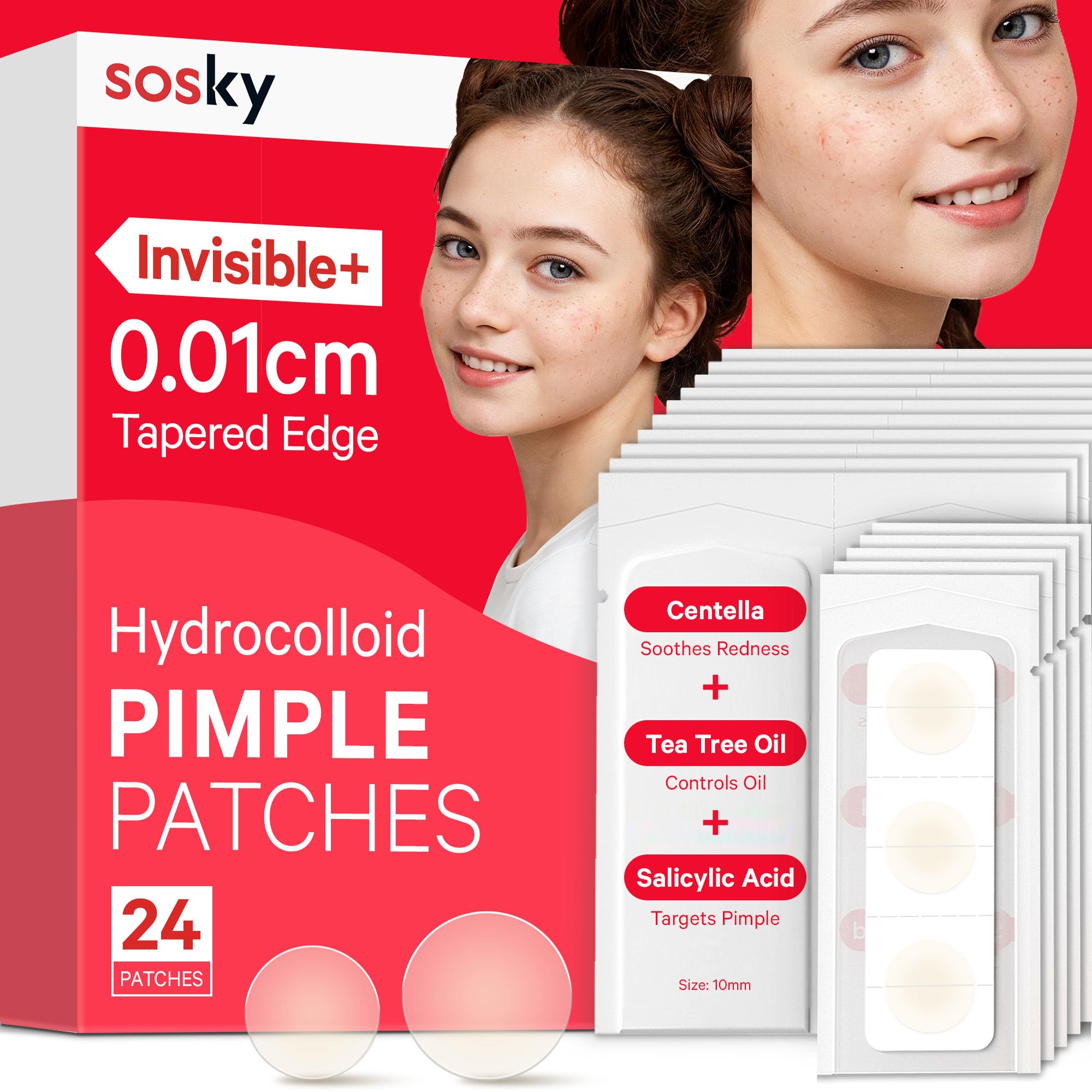 Parche Sosky para acné: empaque compacto e higiénico para casa o viaje.