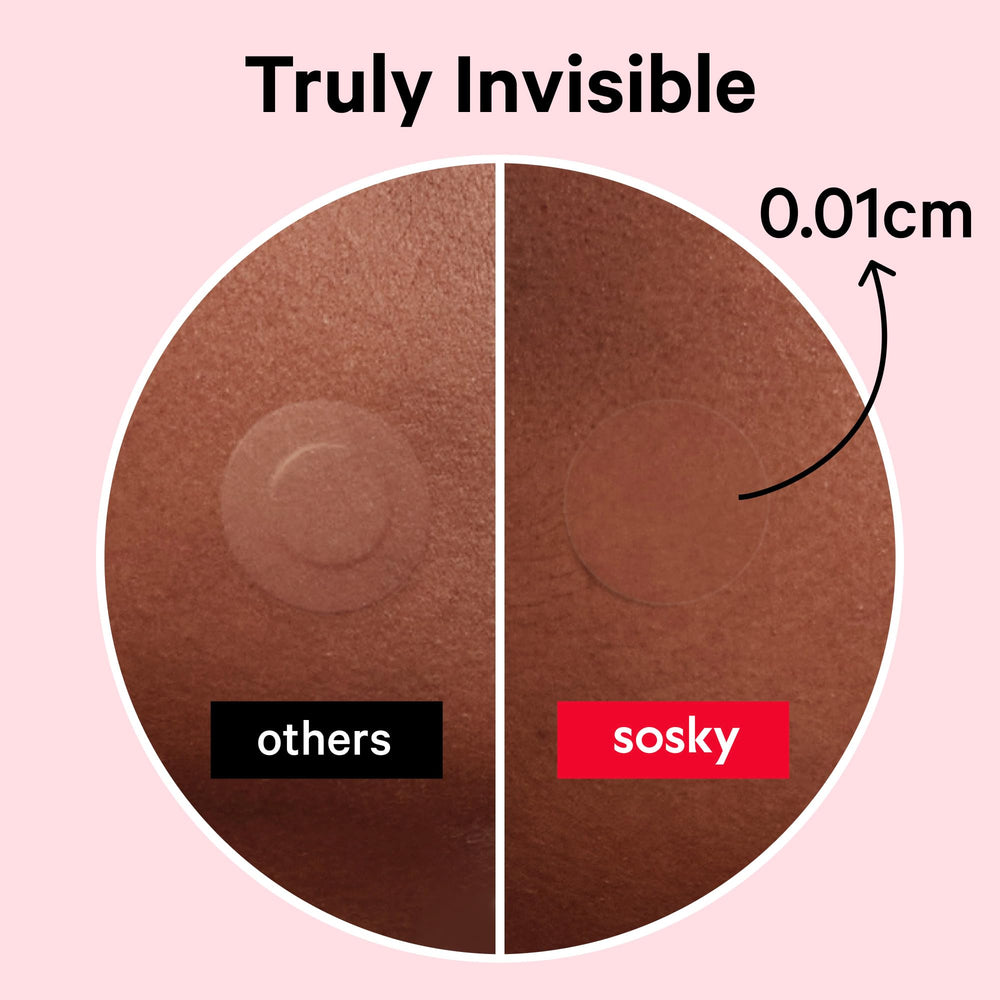 Parche Sosky aplicado en la cara para cuidado de imperfecciones.