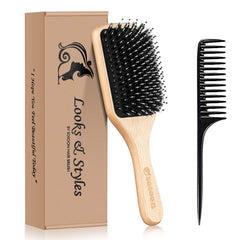 Cepillo Sosoon con cerdas de jabalí y mango de madera para peinado suave y cómodo