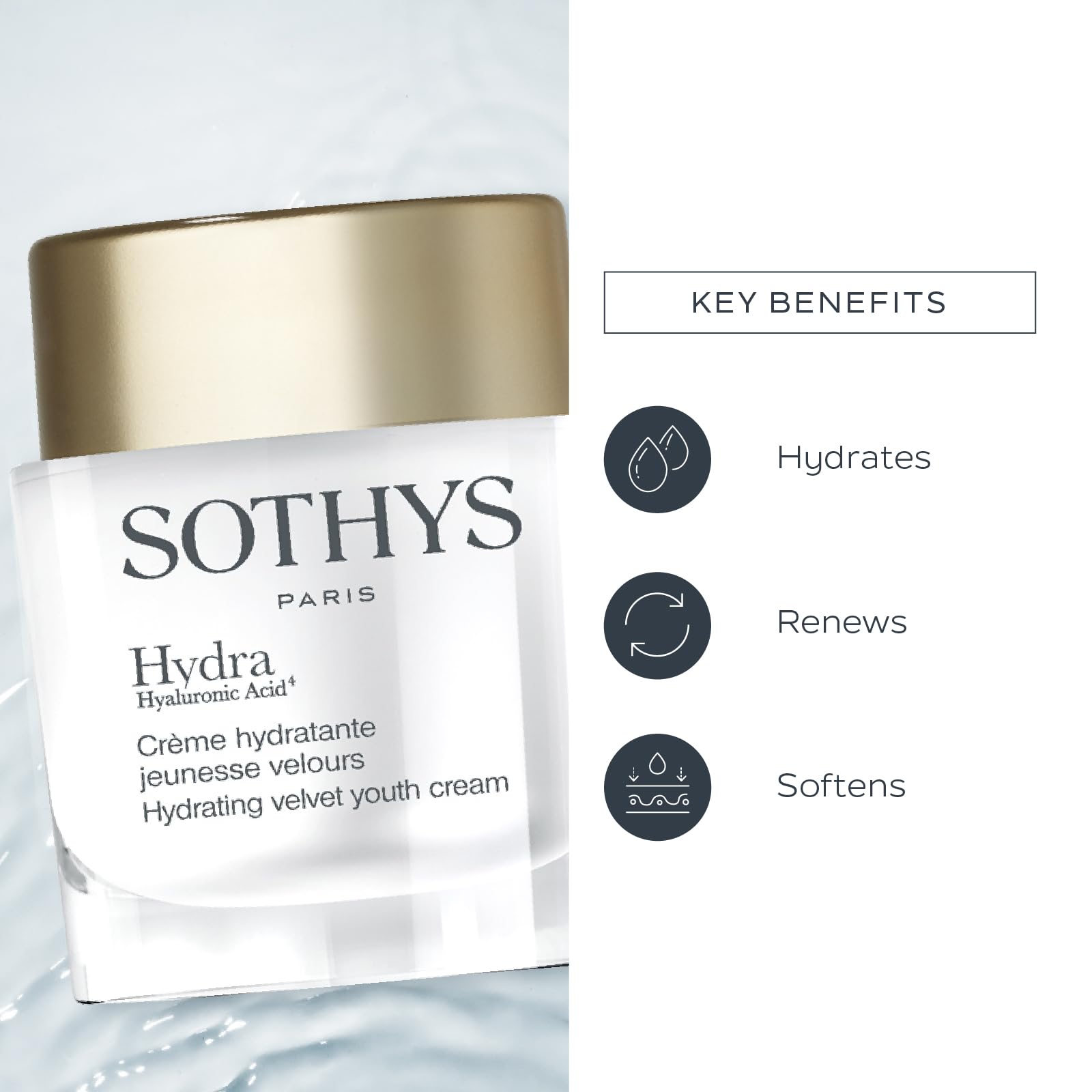 SOTHYS Velvet con ácido hialurónico ayuda a mantener la humedad.