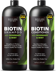 SOULSPA PURE champú Biotín con Menta y Romero para cabello nutrido y fresco