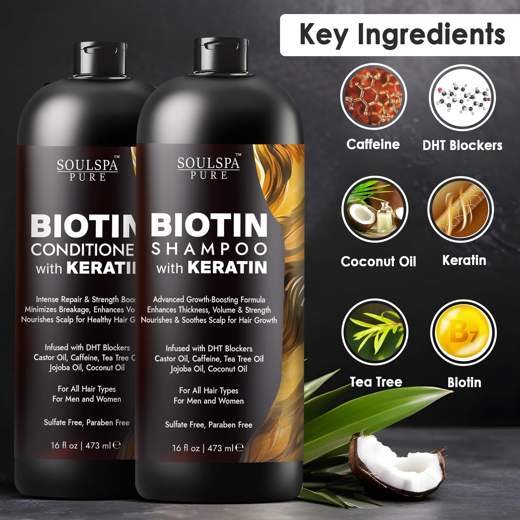 SOULSPA PURE set conditionneur biotine keratine – duo complet pour cheveux fins