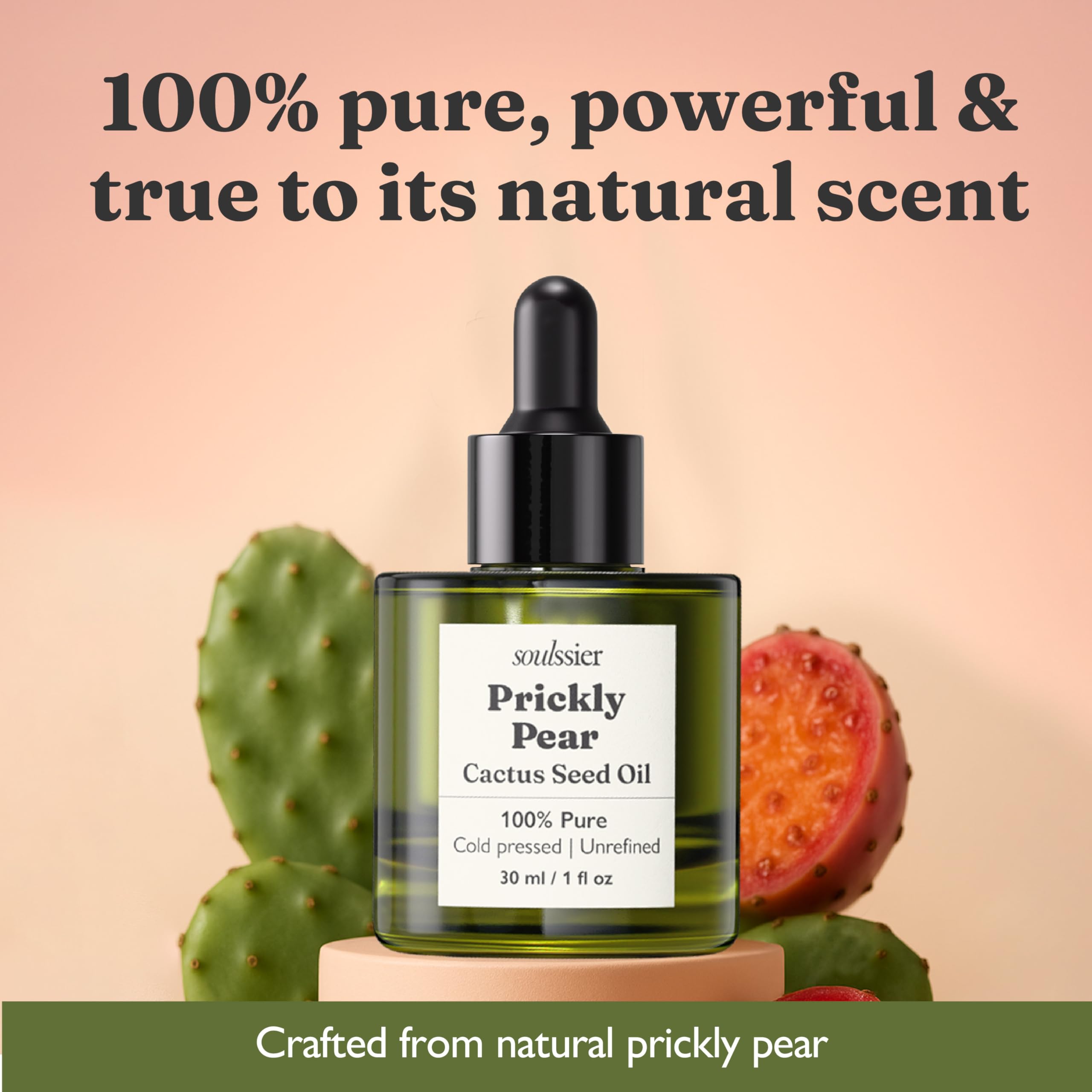 Soulssier aceite de nopal textura seda sobre la piel.