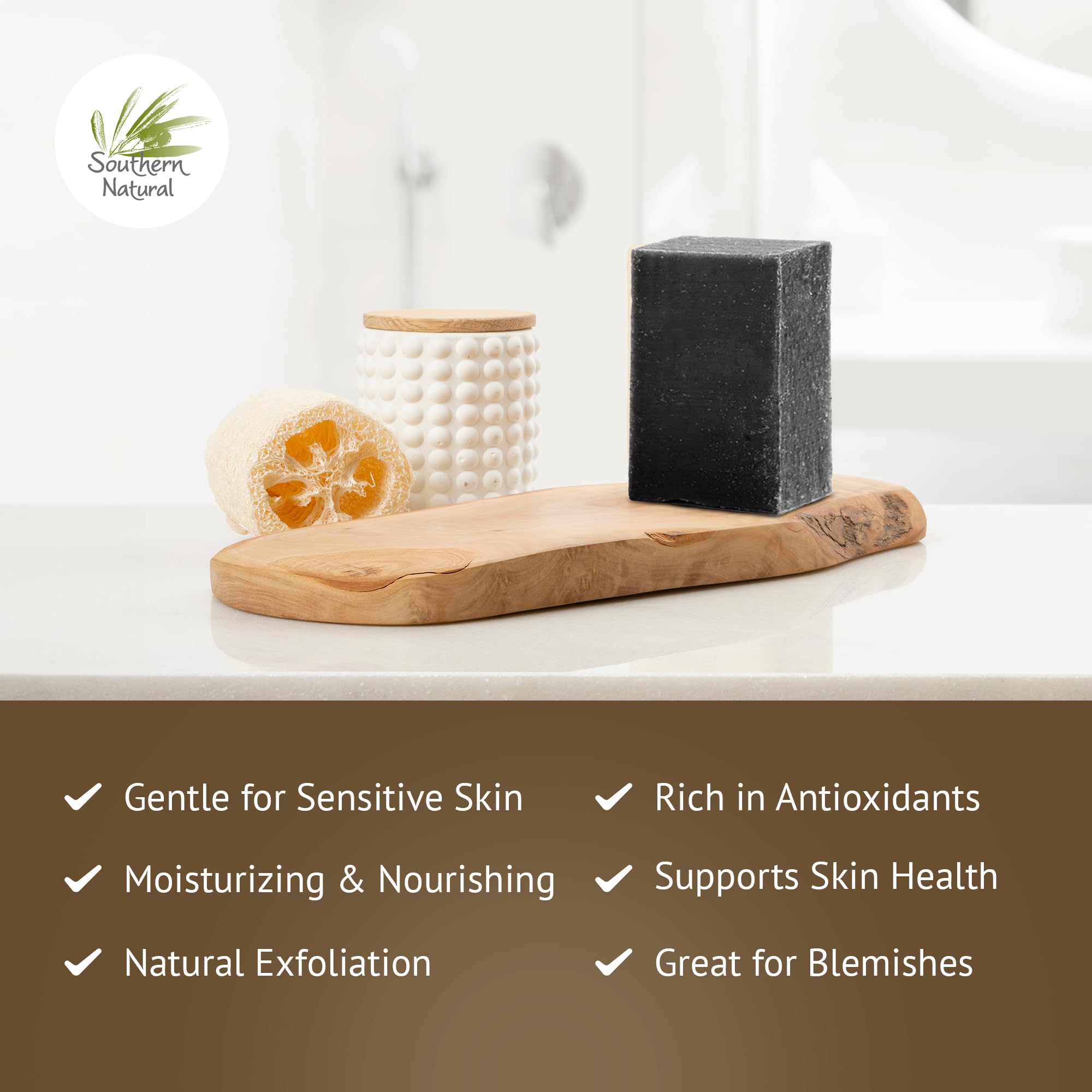 Southern Natural Jabón carbón activado para rostro y cuerpo con hidratación suave
