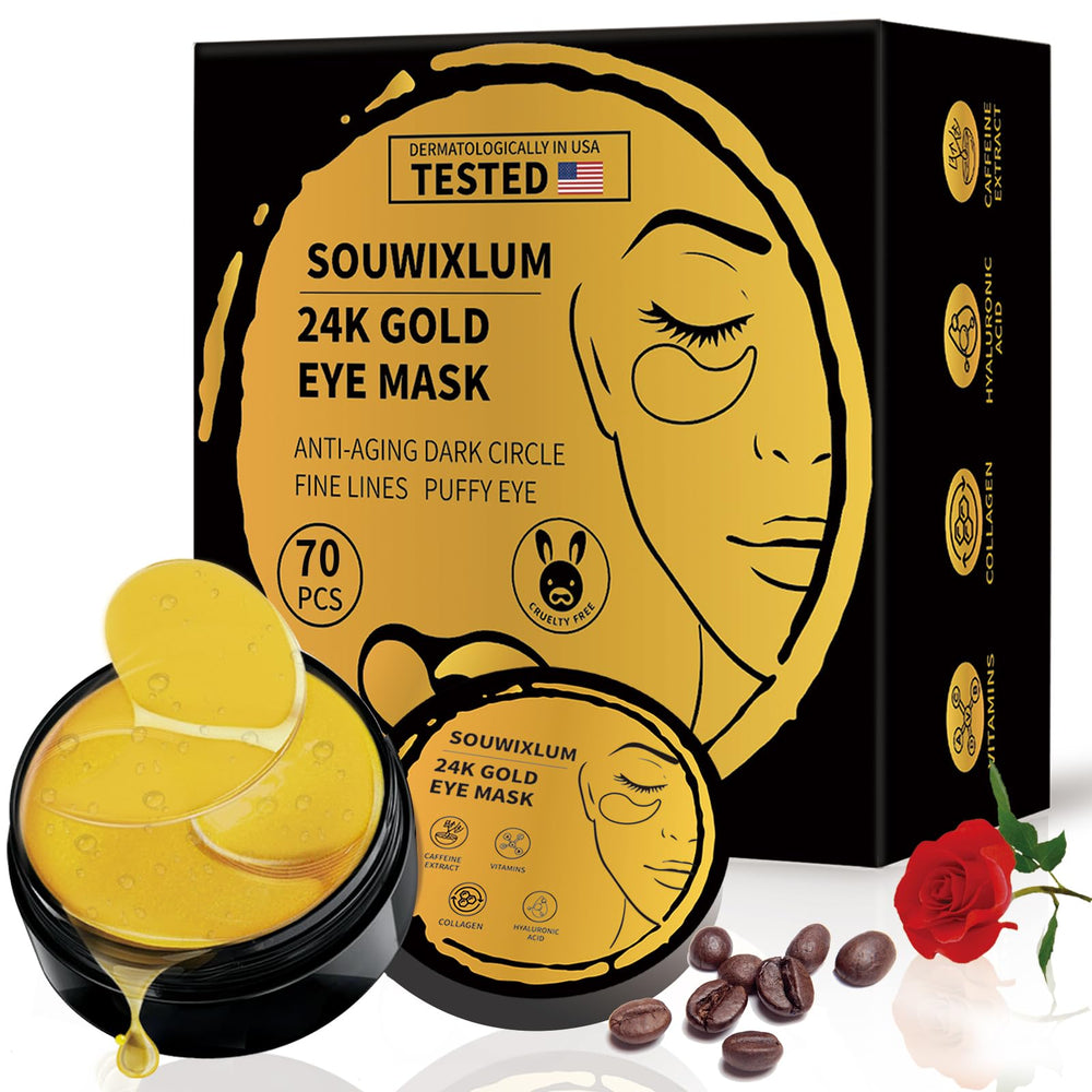 Souwixlum parches ojos oro 24k, alivian la apariencia de ojos cansados.