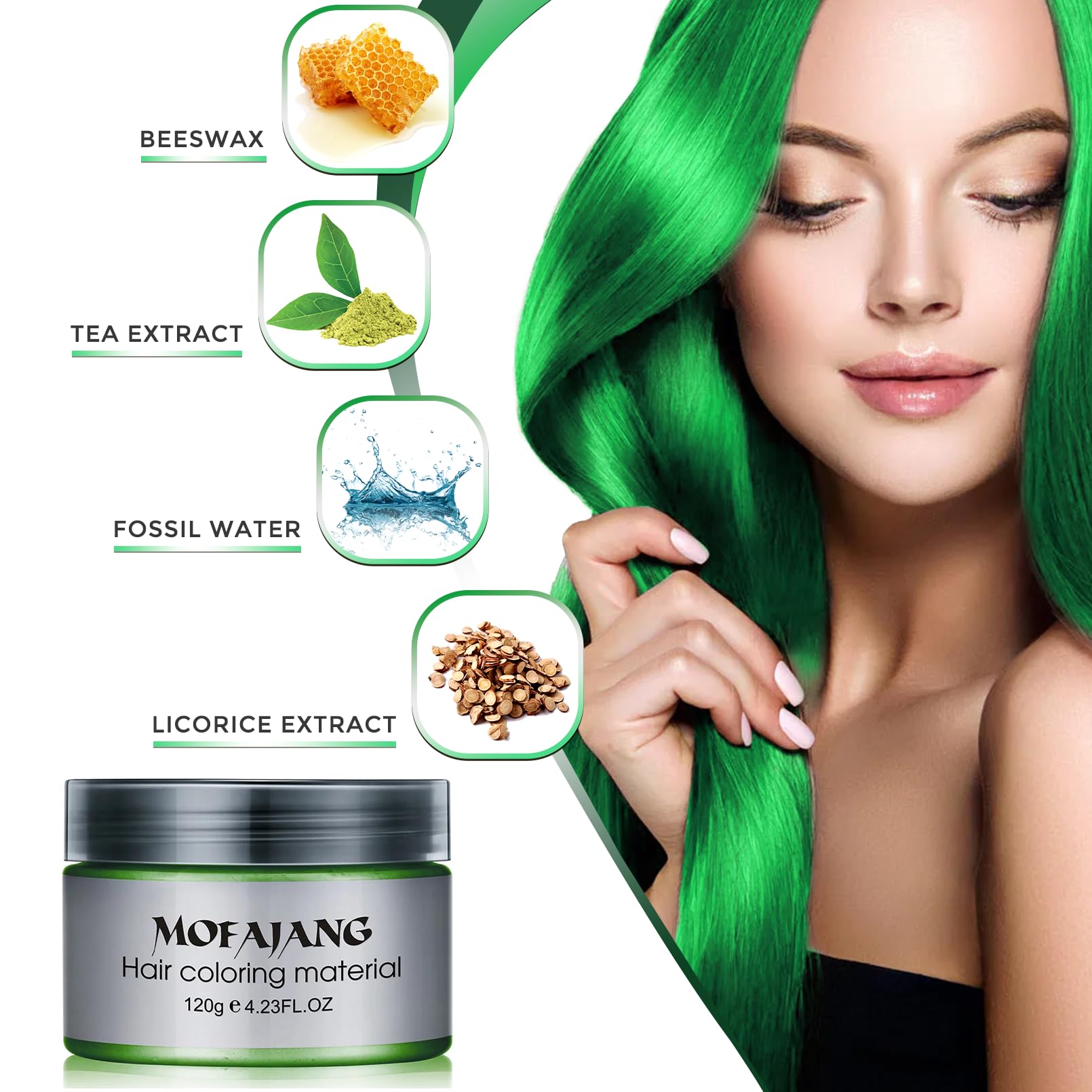 El peinado verde temporal de SOVONCARE facilita un look rápido y removible.
