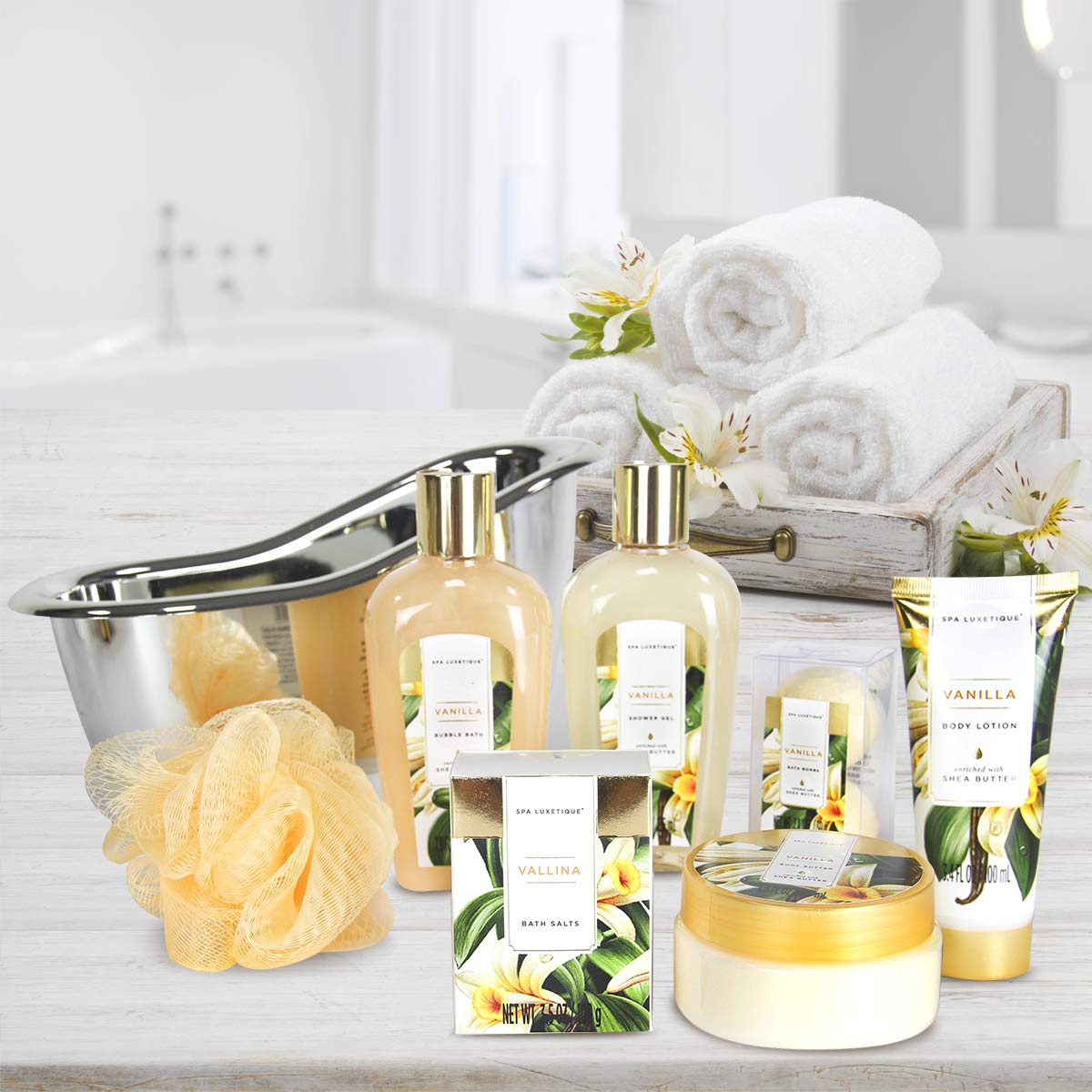 Spa Luxetique bouffette bain – accessoire pratique pour une routine complète.
