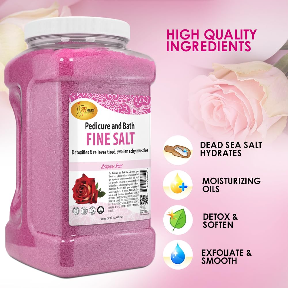 Spa Redi sal de baño en envase de 128 oz para uso.