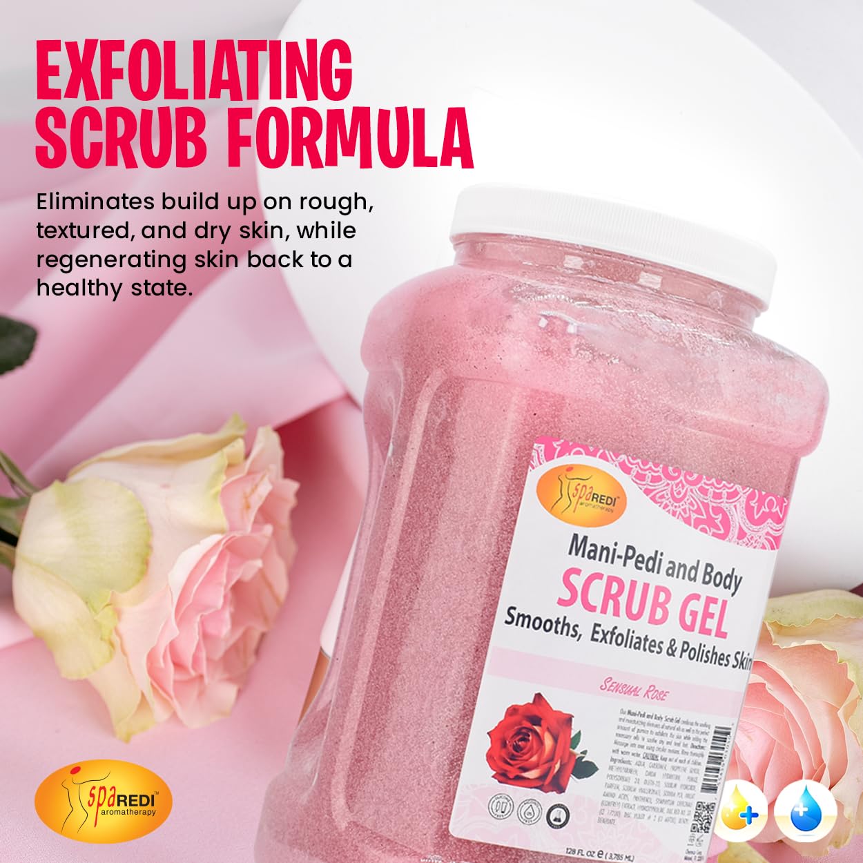 Rituel de soin familial avec ce gel gommant Rose Sensuelle Spa Redi.