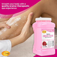 Texture crème rose sensuelle prête à être massée sur peau douce