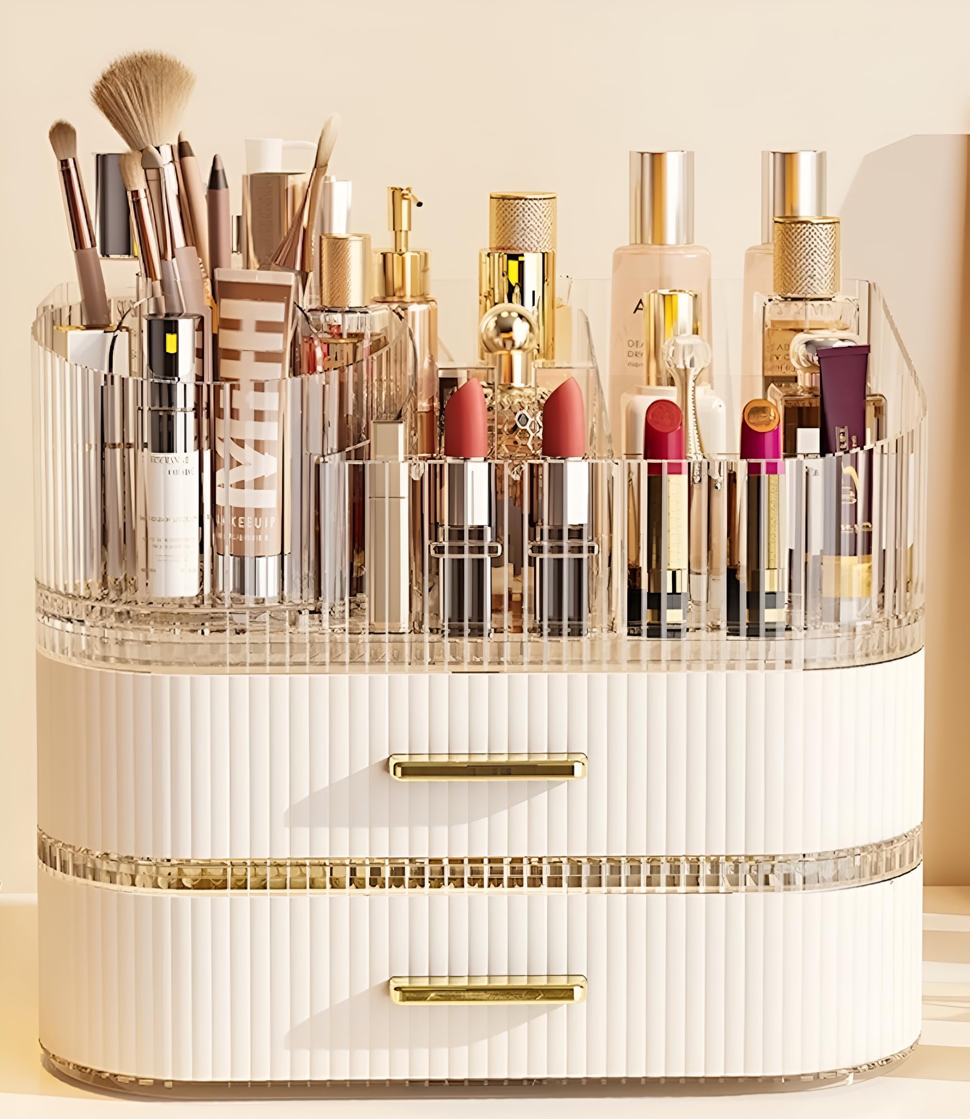 SpaceLuxe Organizador de maquillaje con giro 360° para acceso rápido a brochas