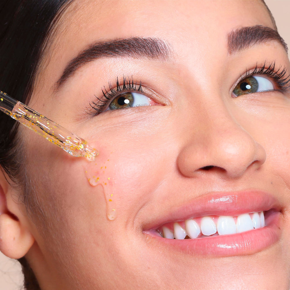 SpaLife 24k gold flakes illuminate the complexion in the serum