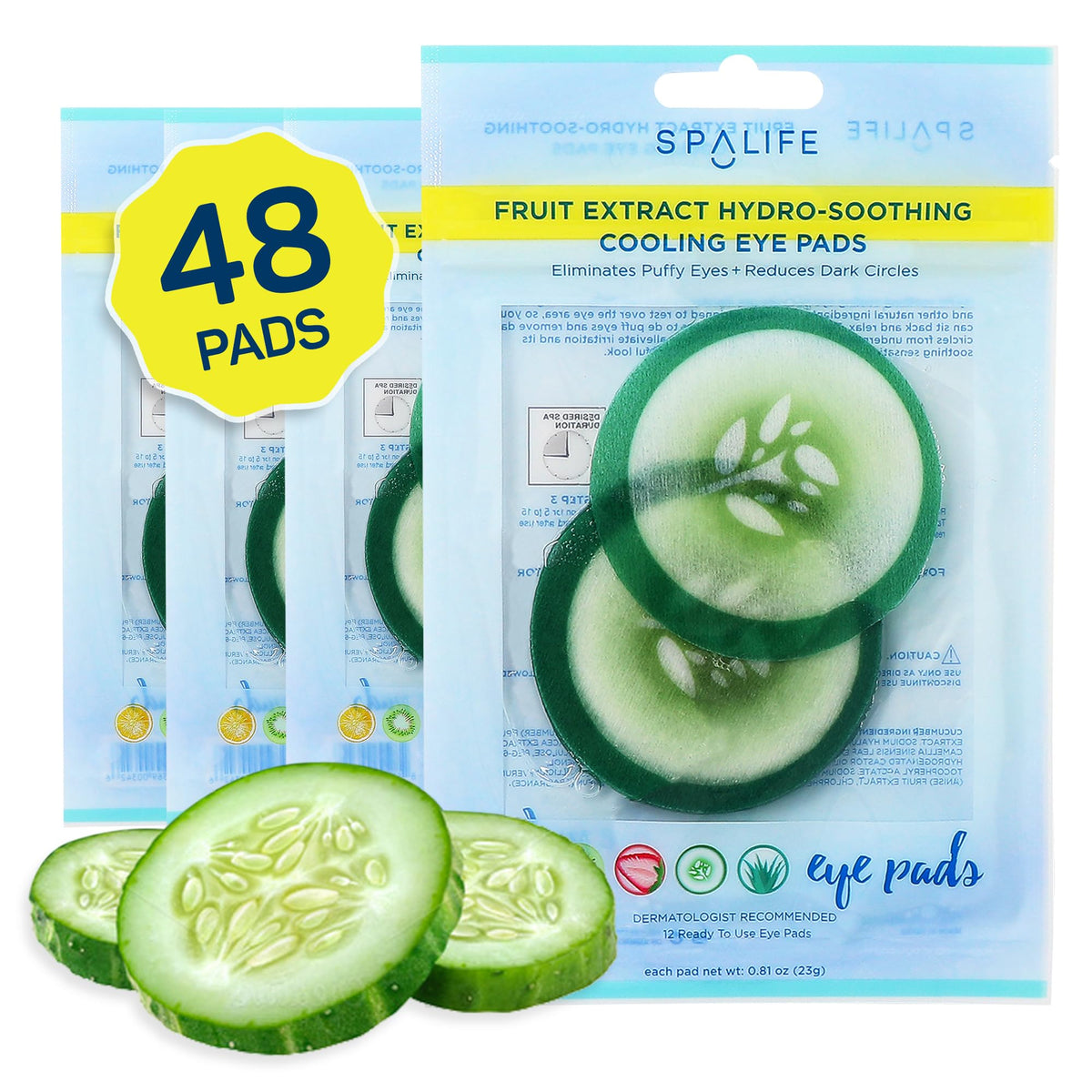 SpaLife parches oculares pepino refrescantes para despertar la mirada.