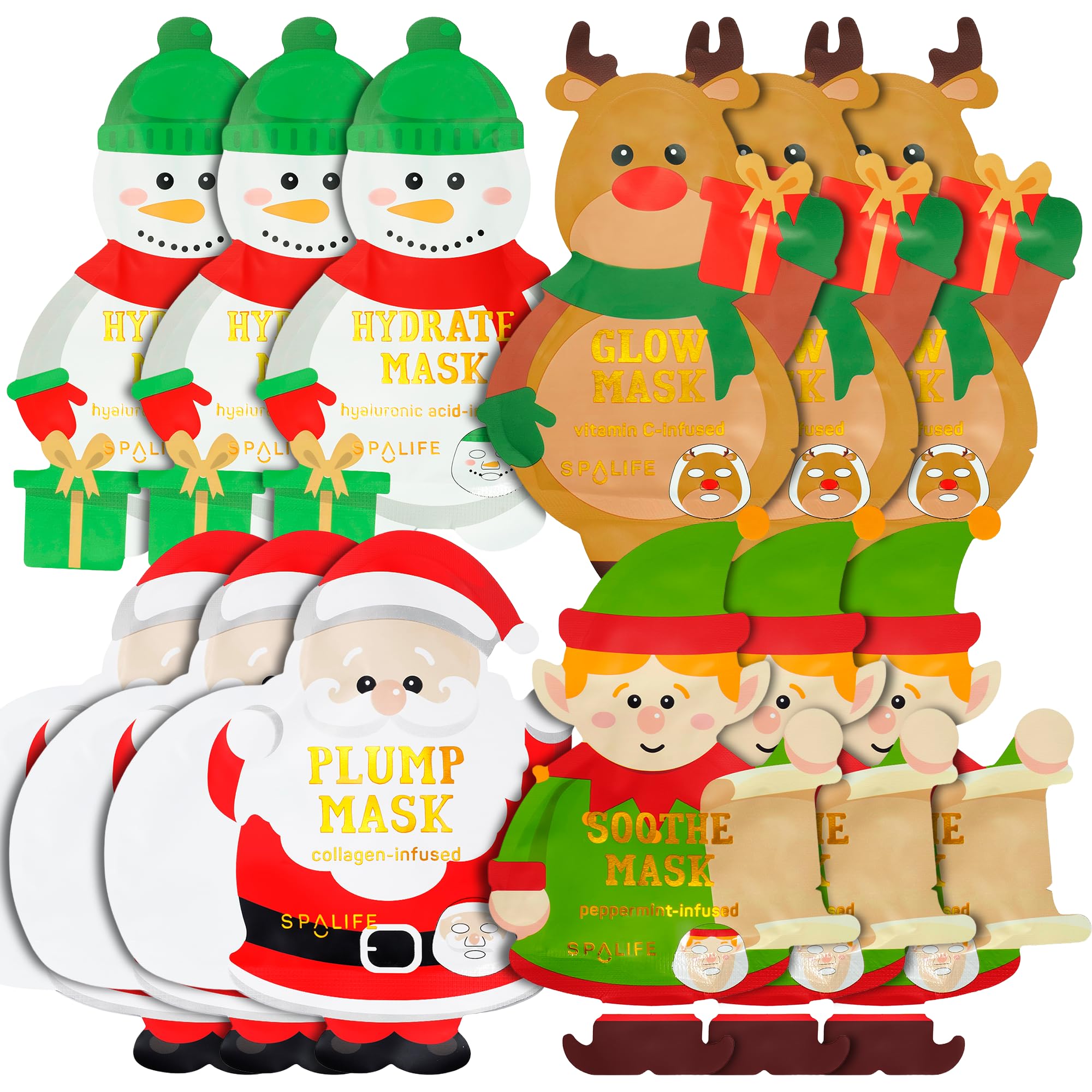 SpaLife Santa Workshop, caja de mascarillas festivas, ideal para spa en casa.