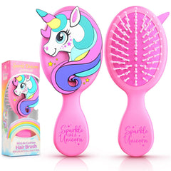 Cepillo Sparkle Unicorn para niñas, diseño rosa para peinado diario