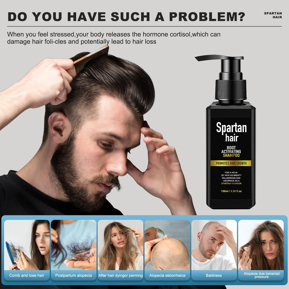 SPARTAN HAIR shampoo packaging highlights sulfate-free formula