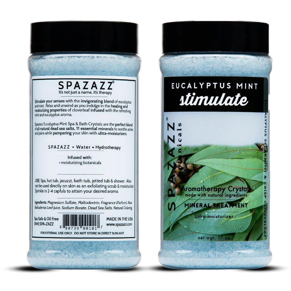 Aromaterapia Spazazz eucalipto-menta, cristales para baño, revitaliza el ambiente.