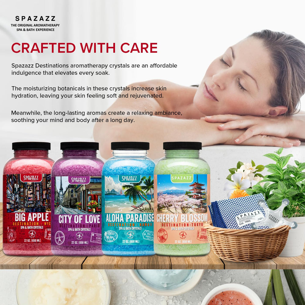 Spazazz Destinations Ciudad del Amor: cristales aromáticos para escenarios románticos de relajación.