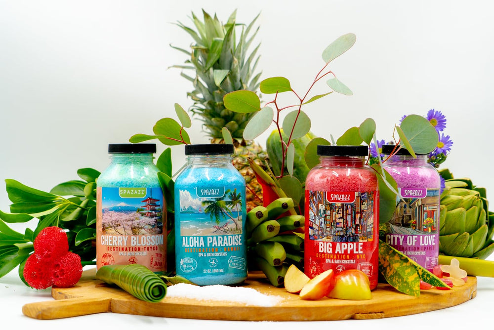 Spazazz Destinations Ciudad del Amor: empaque práctico para sesión de spa en casa.