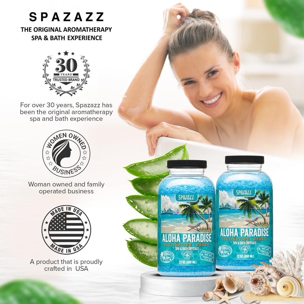 Spazazz Destinations Hawaii Aloha Paradise hecho en EE.UU. con ingredientes naturales.