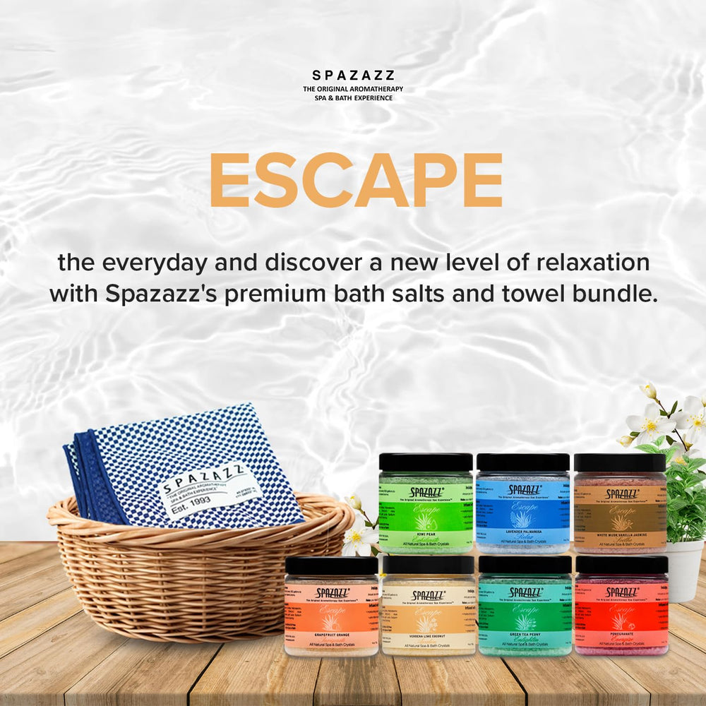 Spazazz Escape kiwi-pera: fragancia frutal que anima la rutina de baño.