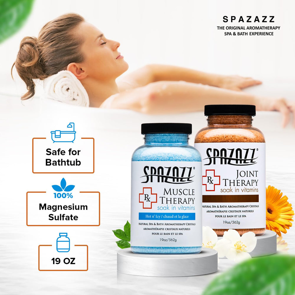 Spazazz frascos de 19 oz: terapia muscular y articular para baño.